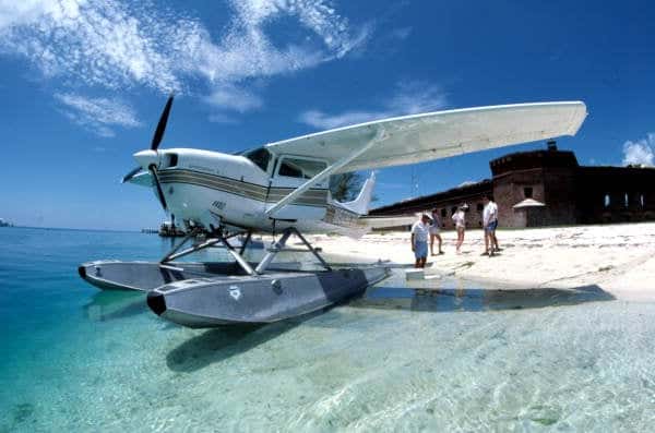 Seaplane on Beach at Fort Jefferson